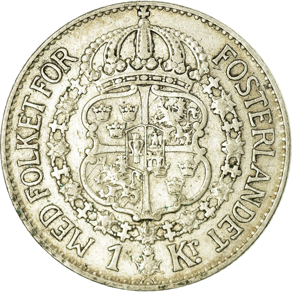 Coin, Sweden, Gustaf V, Krona, 1929, AU(50-53), Silver, KM:786.2