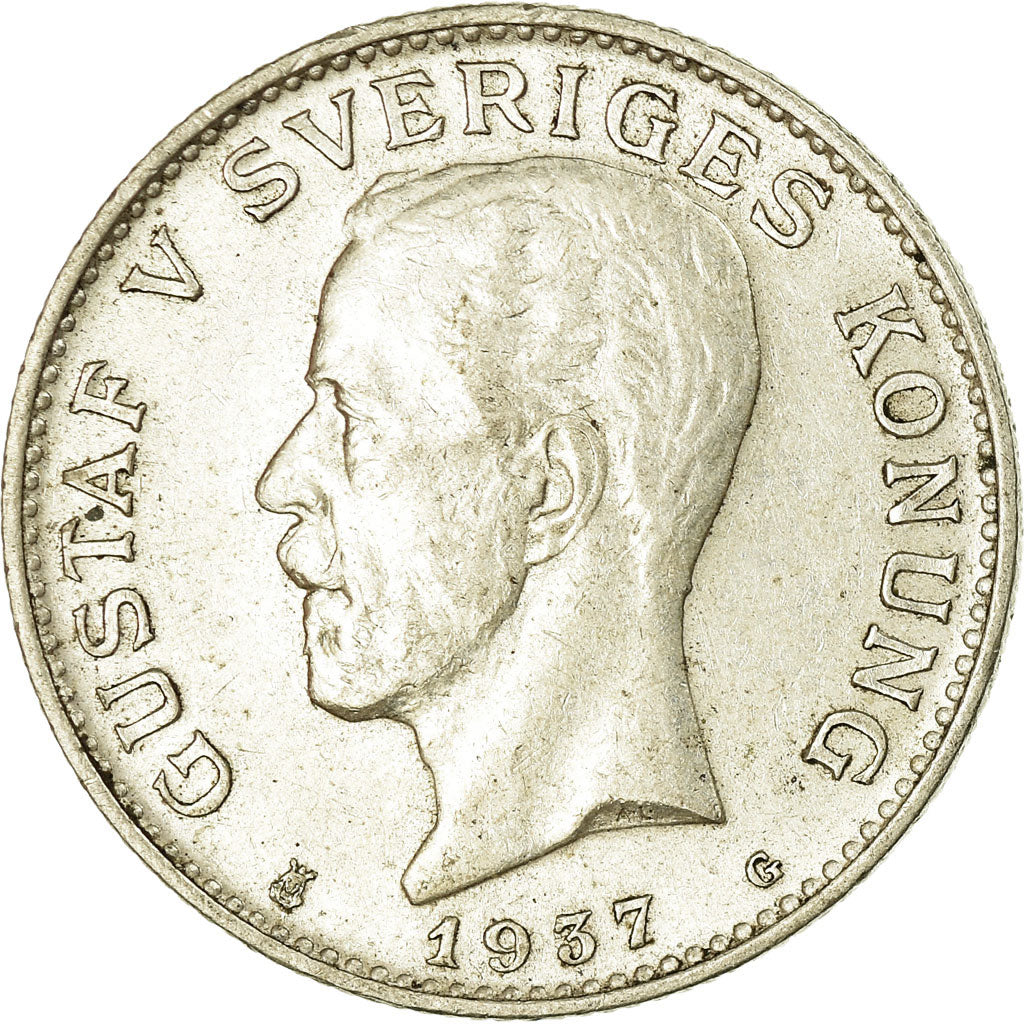 Coin, Sweden, Gustaf V, Krona, 1937, EF(40-45), Silver, KM:786.2