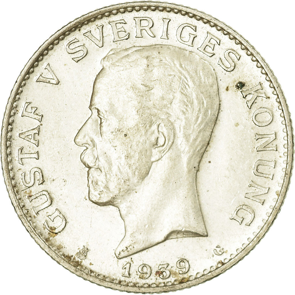 Coin, Sweden, Gustaf V, Krona, 1939, AU(55-58), Silver, KM:786.2