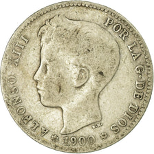 Moneta, Hiszpania, Alfonso XIII, Peseta, 1900, Madrid, F(12-15), Srebro, KM:706