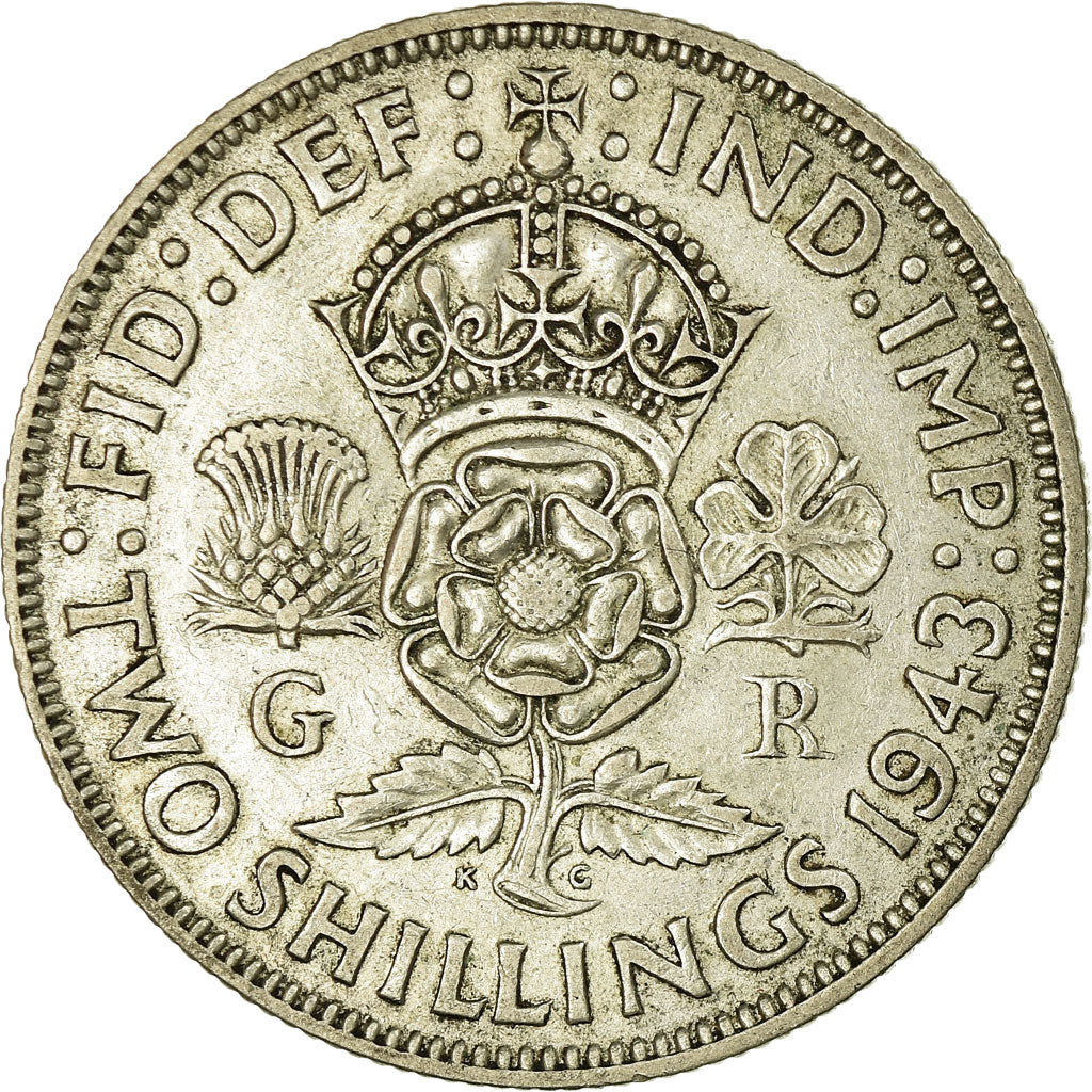 Coin, Great Britain, George VI, Florin, Two Shillings, 1943, VF(30-35), Silver