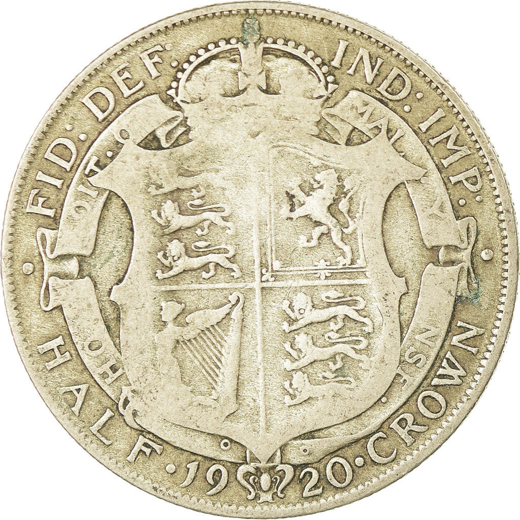 Coin, Great Britain, George V, 1/2 Crown, 1920, VF(30-35), Silver, KM:818.1a