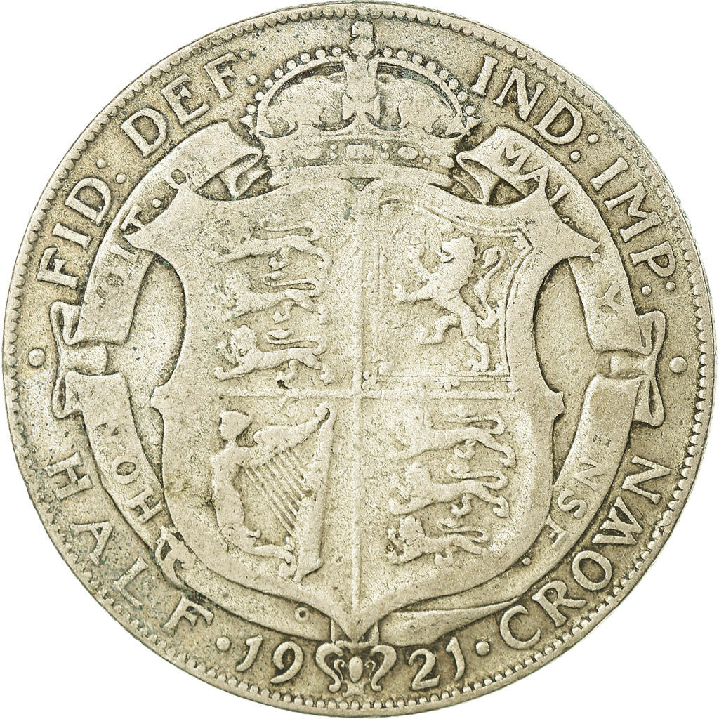 Coin, Great Britain, George V, 1/2 Crown, 1921, VF(30-35), Silver, KM:818.1a