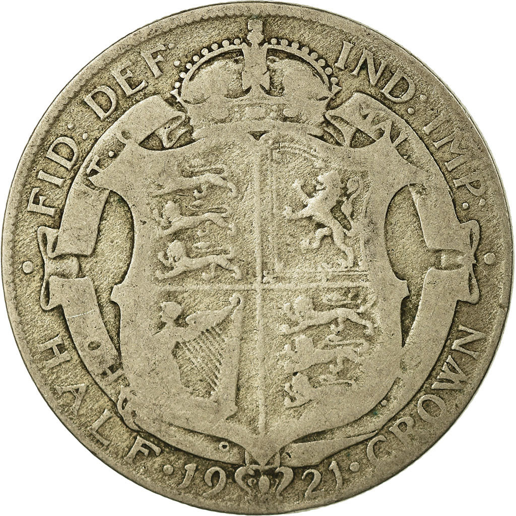Coin, Great Britain, George V, 1/2 Crown, 1921, VF(30-35), Silver, KM:818.1a