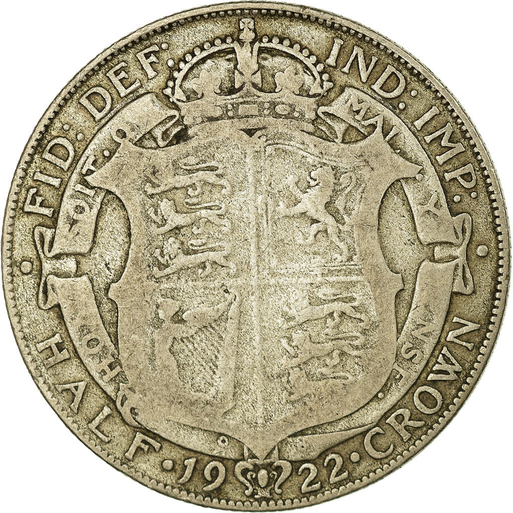 Coin, Great Britain, George V, 1/2 Crown, 1922, VF(30-35), Silver, KM:818.1a