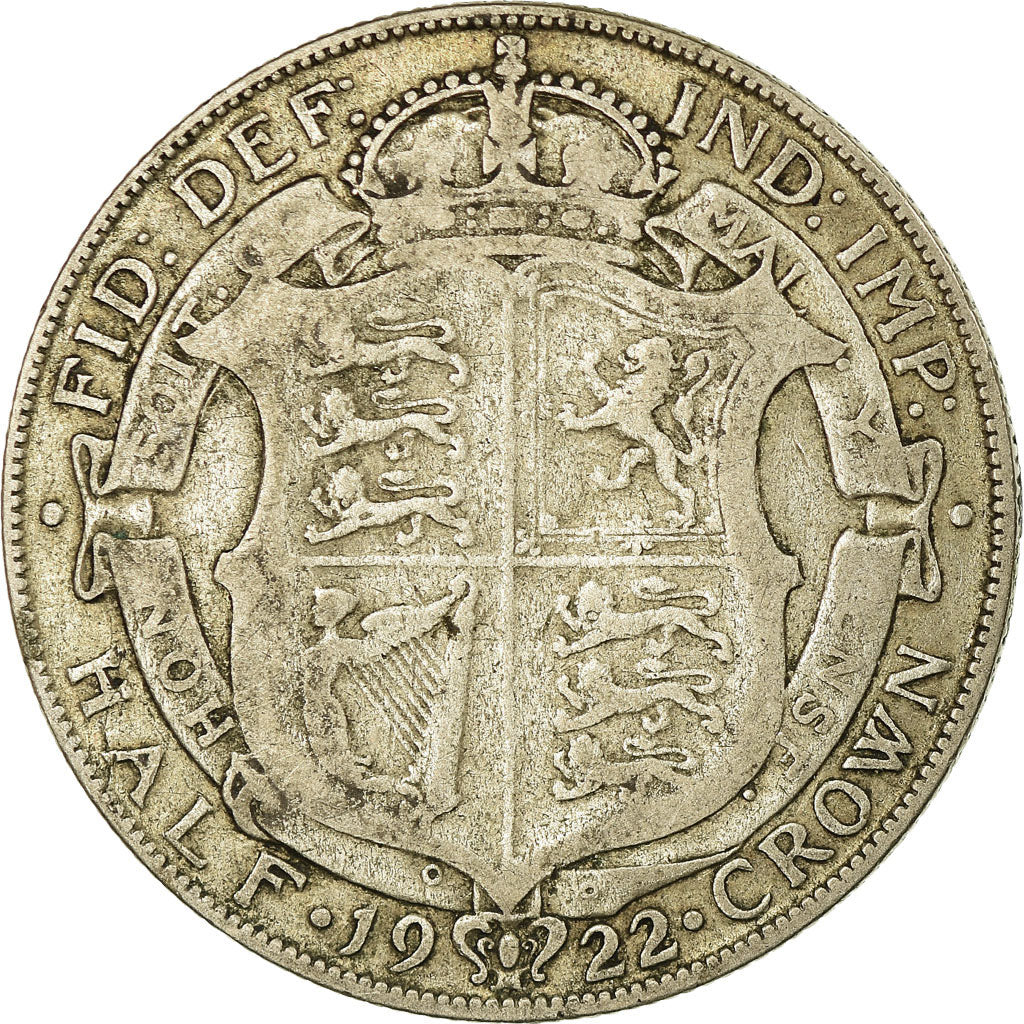 Coin, Great Britain, George V, 1/2 Crown, 1922, VF(30-35), Silver, KM:818.1a