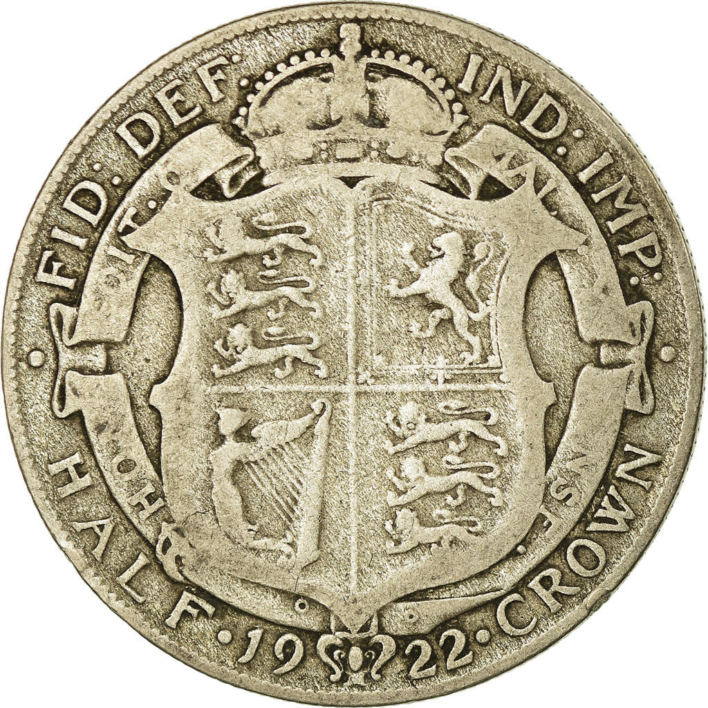 Coin, Great Britain, George V, 1/2 Crown, 1922, VF(30-35), Silver, KM:818.1a