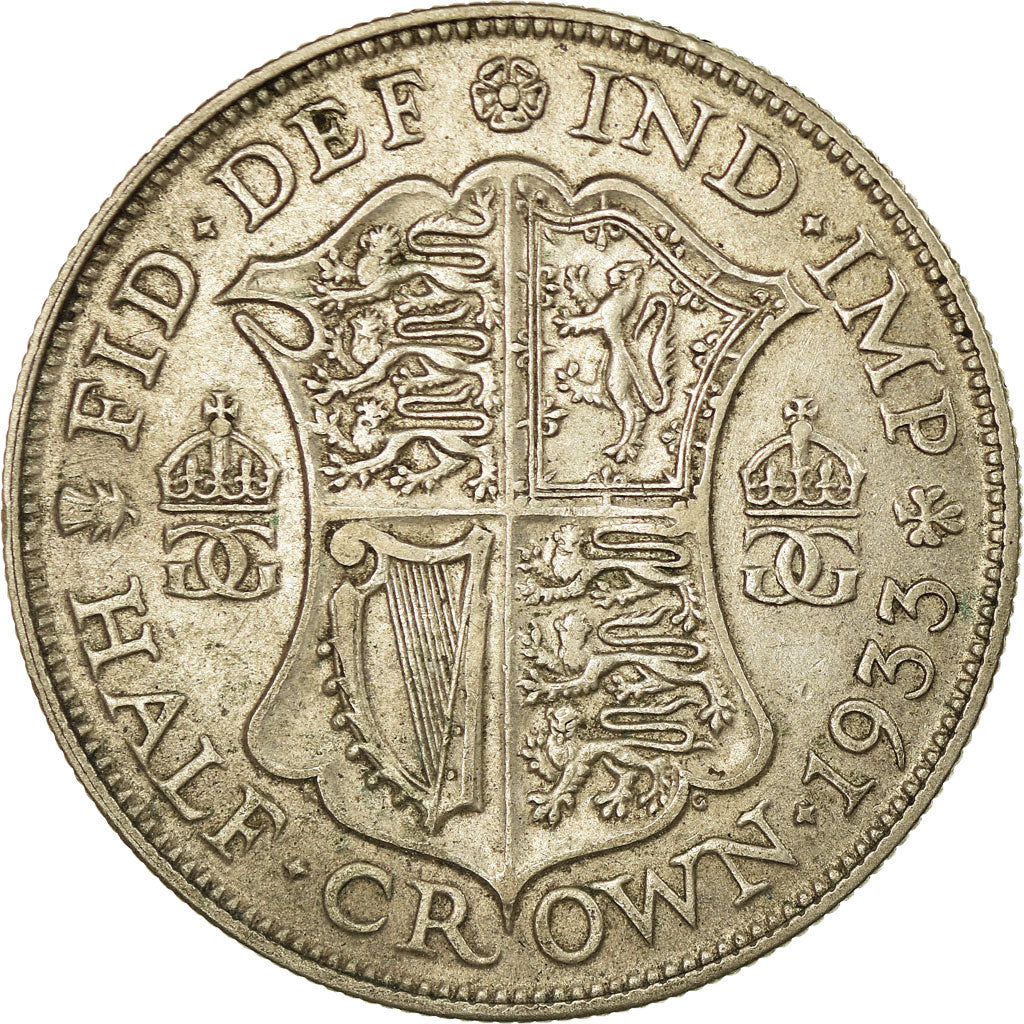 Moneta, Gran Bretagna, George V, 1/2 Crown, 1933, BB, Argento, KM:835