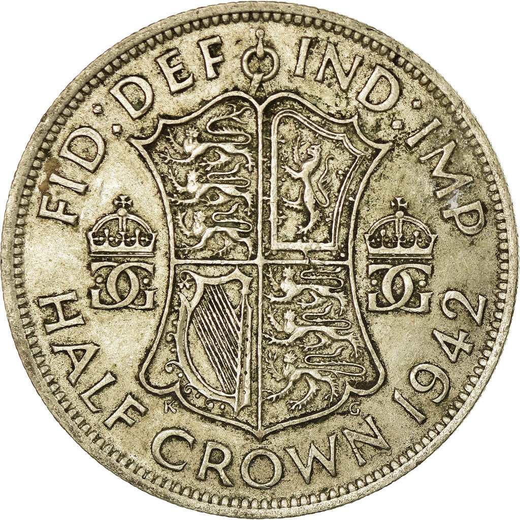 Coin, Great Britain, George VI, 1/2 Crown, 1942, EF(40-45), Silver, KM:856