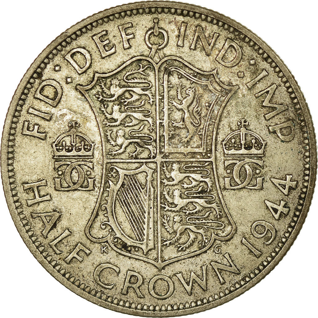 Coin, Great Britain, George VI, 1/2 Crown, 1944, VF(30-35), Silver, KM:856