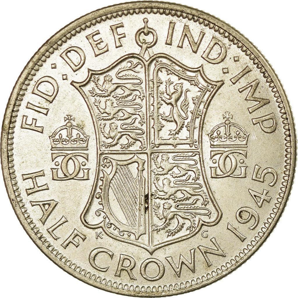 Coin, Great Britain, George VI, 1/2 Crown, 1945, EF(40-45), Silver, KM:856