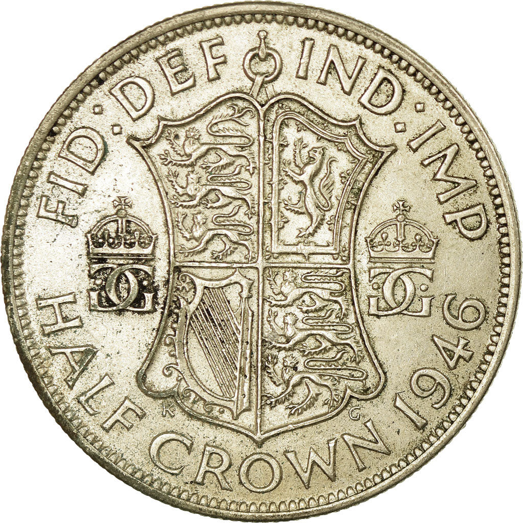 Coin, Great Britain, George VI, 1/2 Crown, 1946, VF(30-35), Silver, KM:856