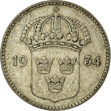 Coin, Sweden, Gustaf V, 10 Öre, 1934, EF(40-45), Nickel-Bronze, KM:795