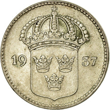 Coin, Sweden, Gustaf V, 10 Öre, 1937, AU(50-53), Silver, KM:780