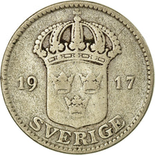 Coin, Sweden, Gustaf V, 25 Öre, 1917, VF(30-35), Silver, KM:785