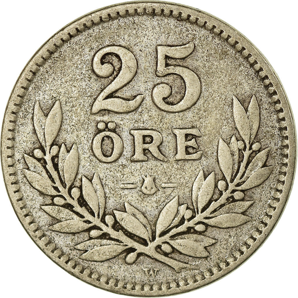 Coin, Sweden, Gustaf V, 25 Öre, 1917, VF(30-35), Silver, KM:785