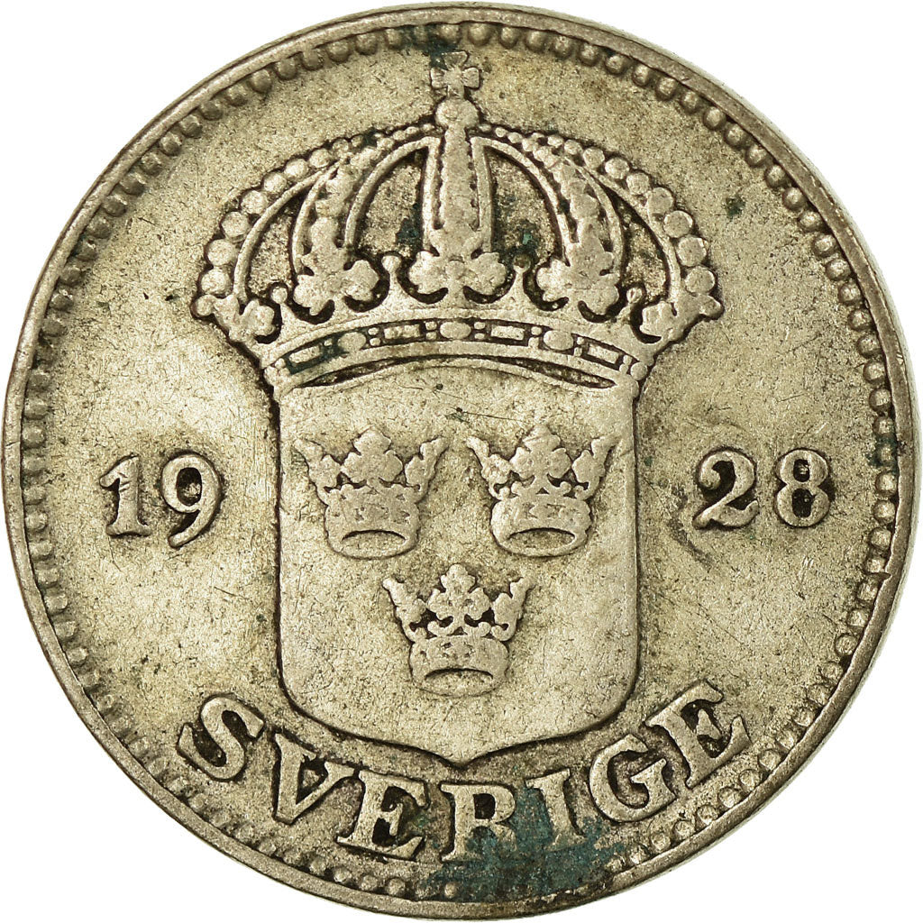 Coin, Sweden, Gustaf V, 25 Öre, 1928, EF(40-45), Silver, KM:785