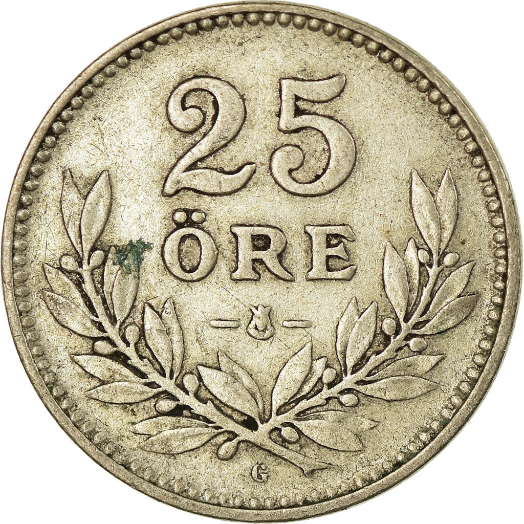 Coin, Sweden, Gustaf V, 25 Öre, 1928, EF(40-45), Silver, KM:785