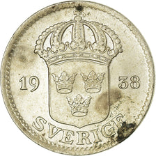 Coin, Sweden, Gustaf V, 25 Öre, 1938, AU(50-53), Silver, KM:785