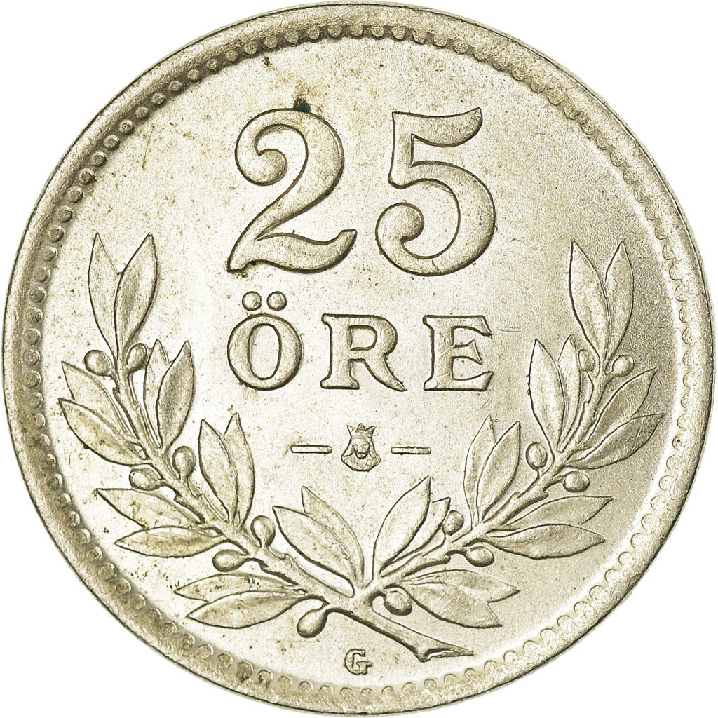 Coin, Sweden, Gustaf V, 25 Öre, 1938, AU(50-53), Silver, KM:785