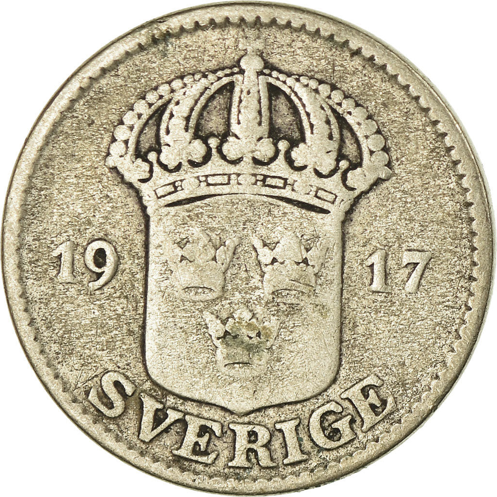 Münze, Schweden, Gustaf V, 25 Öre, 1917, S, Silber, KM:785