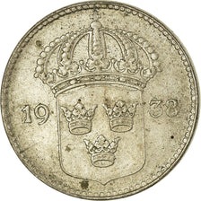 Coin, Sweden, Gustaf V, 10 Öre, 1938, AU(55-58), Silver, KM:780