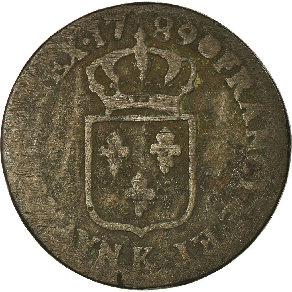 Moneda, Francia, Louis XVI, Sol ou sou, Sol, 1789, Bordeaux, BC, Cobre