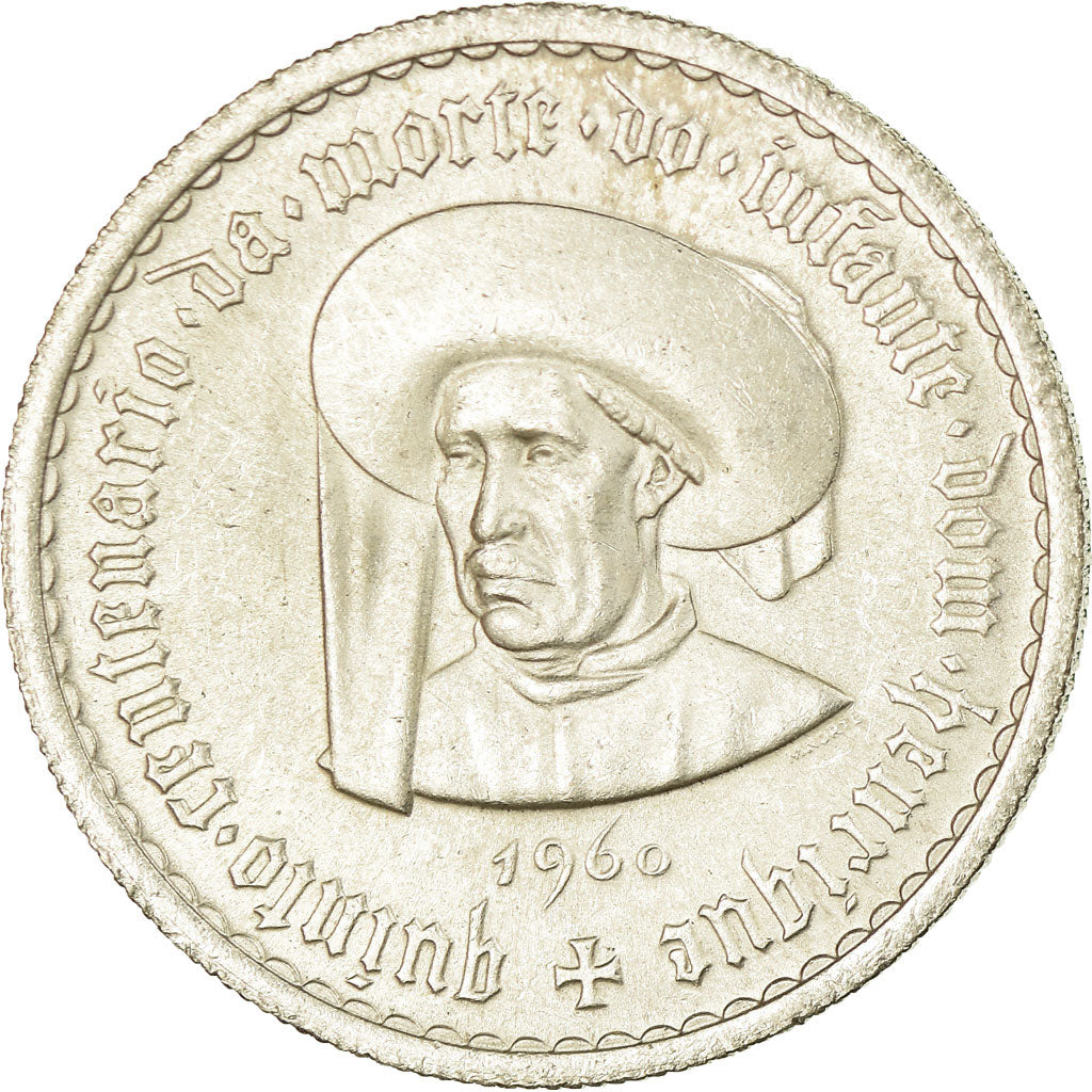 Coin, Portugal, 5 Escudos, 1960, Lisbon, MS(63), Silver, KM:587