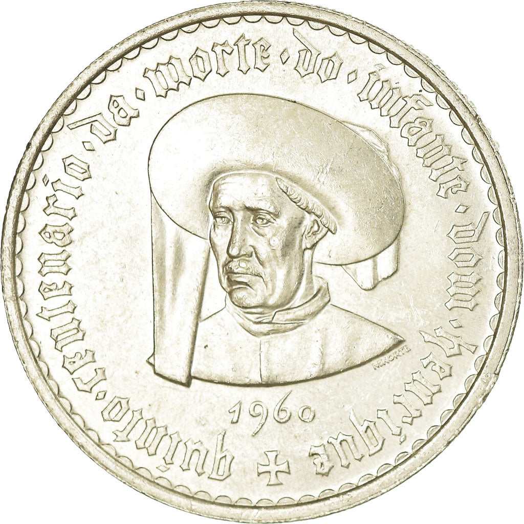 Coin, Portugal, 20 Escudos, 1960, MS(60-62), Silver, KM:589