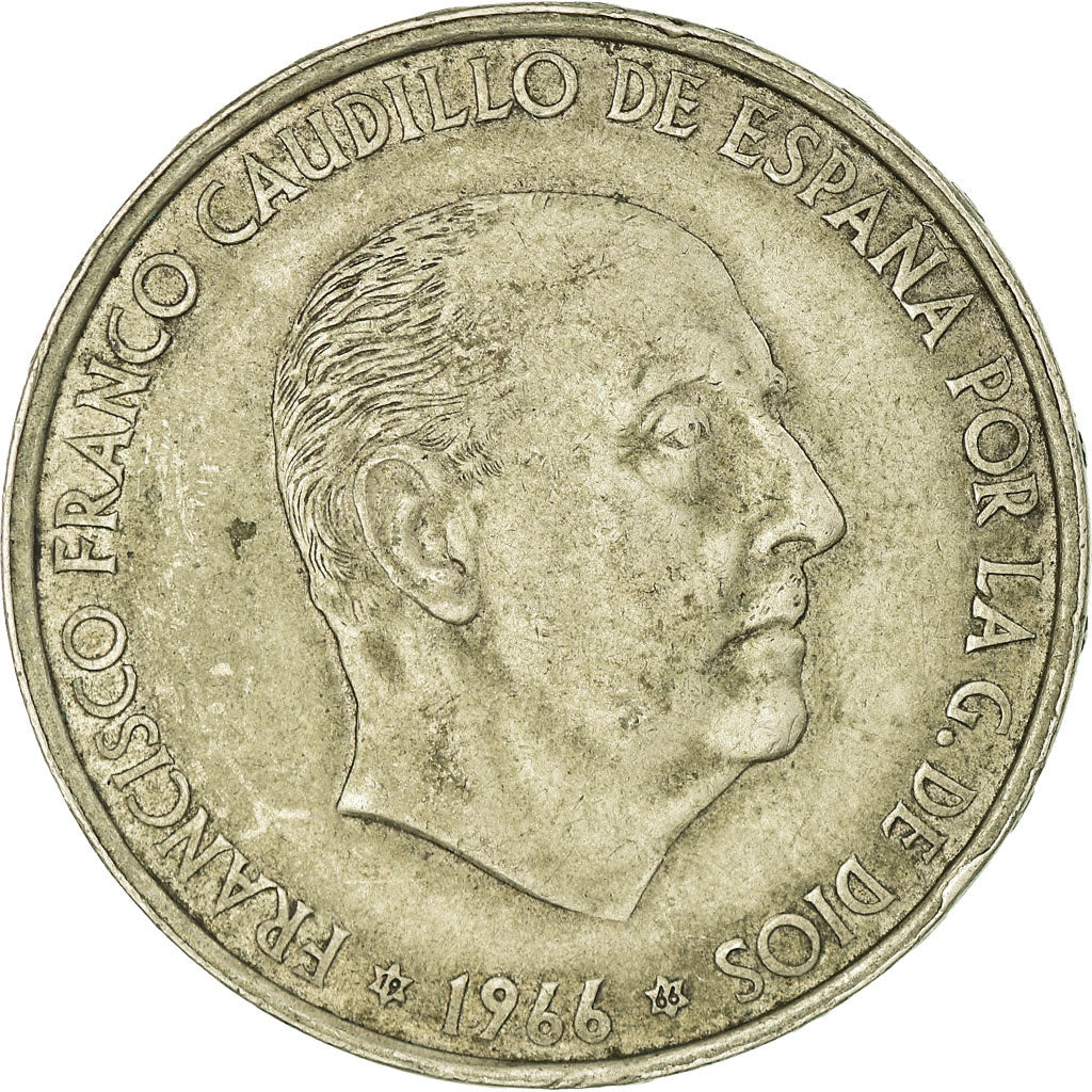 Coin, Spain, Caudillo and regent, 100 Pesetas, 1966, AU(50-53), Silver, KM:797