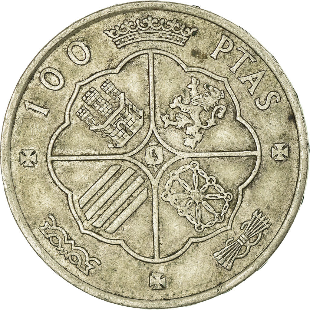 Coin, Spain, Caudillo and regent, 100 Pesetas, 1966, AU(50-53), Silver, KM:797