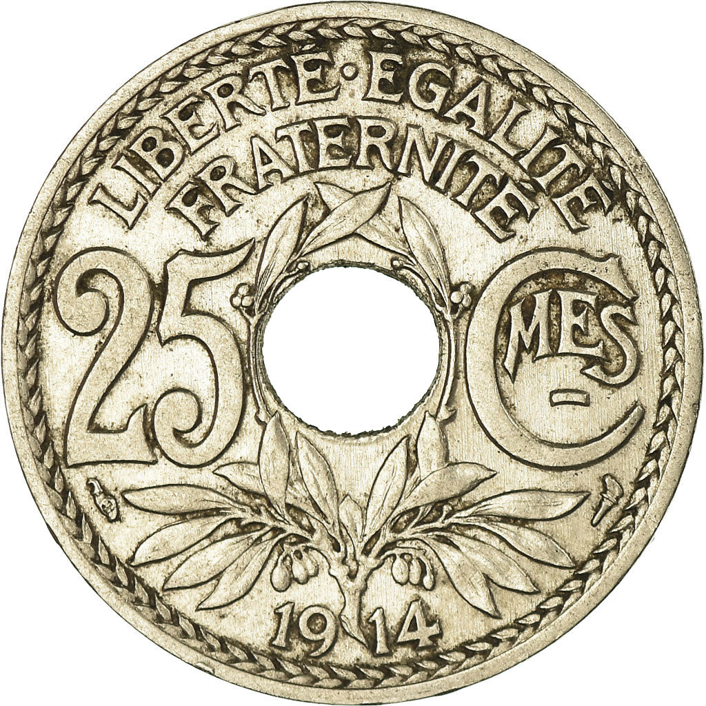 Moneda, Francia, Lindauer, 25 Centimes, 1914, MBC, Níquel, KM:867, Gadoury:379