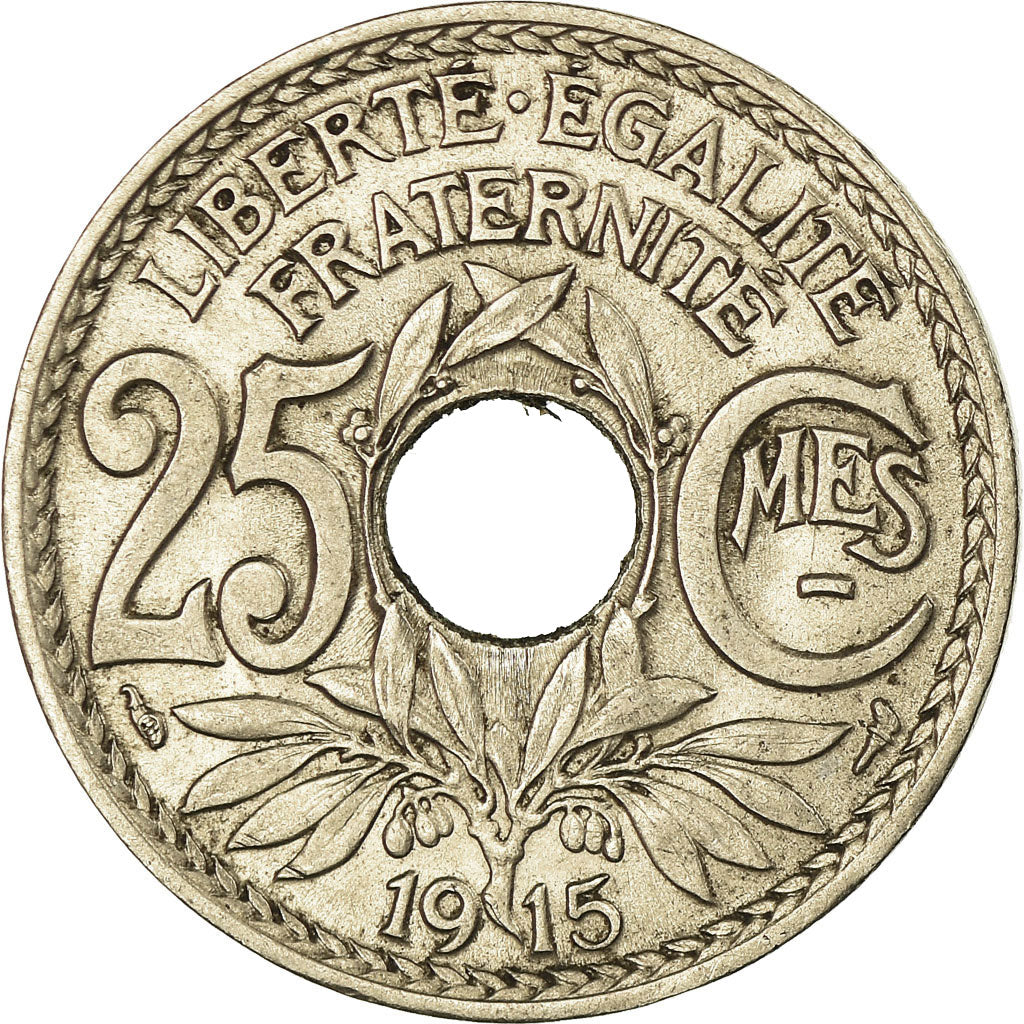 Moneta, Francja, Lindauer, 25 Centimes, 1915, AU(55-58), Nikiel, KM:867, Le