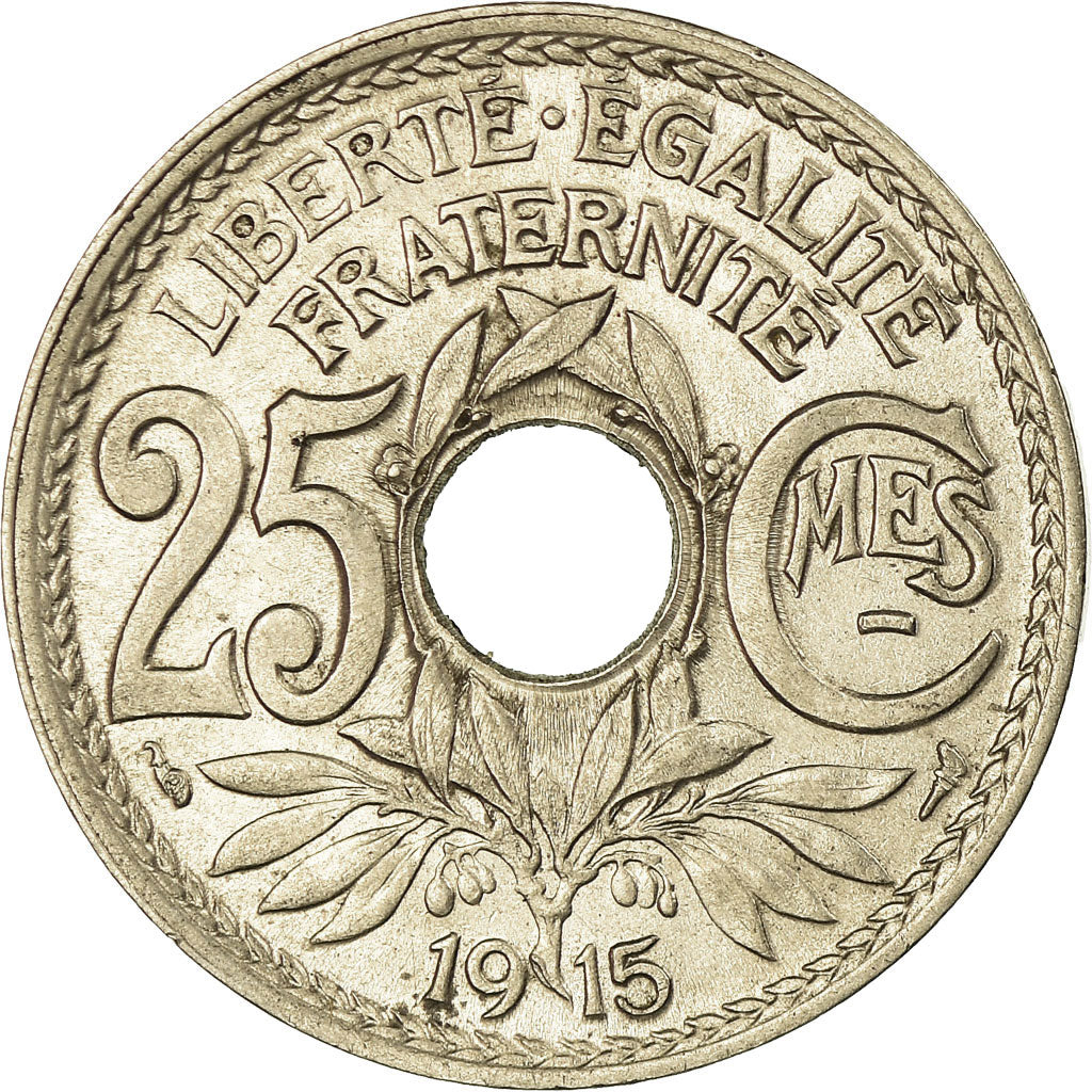 Moneta, Francja, Lindauer, 25 Centimes, 1915, AU(55-58), Nikiel, KM:867, Le