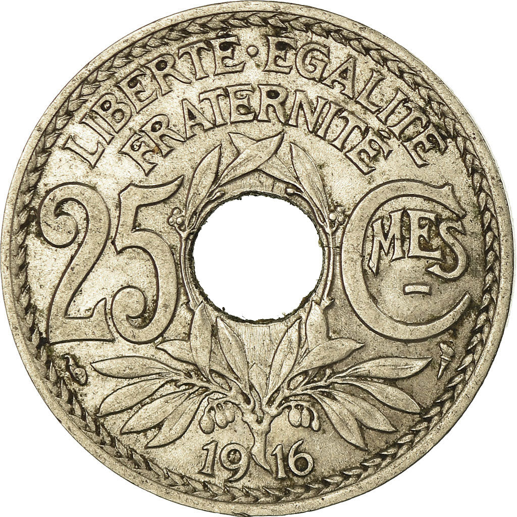 Moeda, França, Lindauer, 25 Centimes, 1916, AU(50-53), Níquel, KM:867