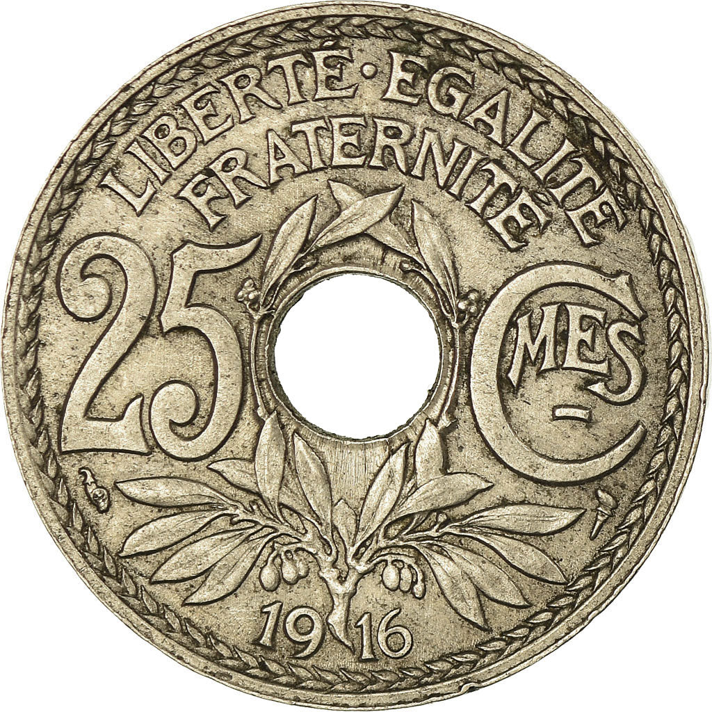 Moeda, França, Lindauer, 25 Centimes, 1916, AU(50-53), Níquel, KM:867