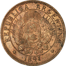 Coin, Argentina, 2 Centavos, 1891, AU(55-58), Bronze, KM:33