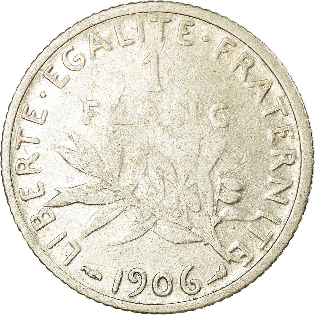 Coin, France, Semeuse, Franc, 1906, Paris, VF(30-35), Silver, KM:844.1, Le