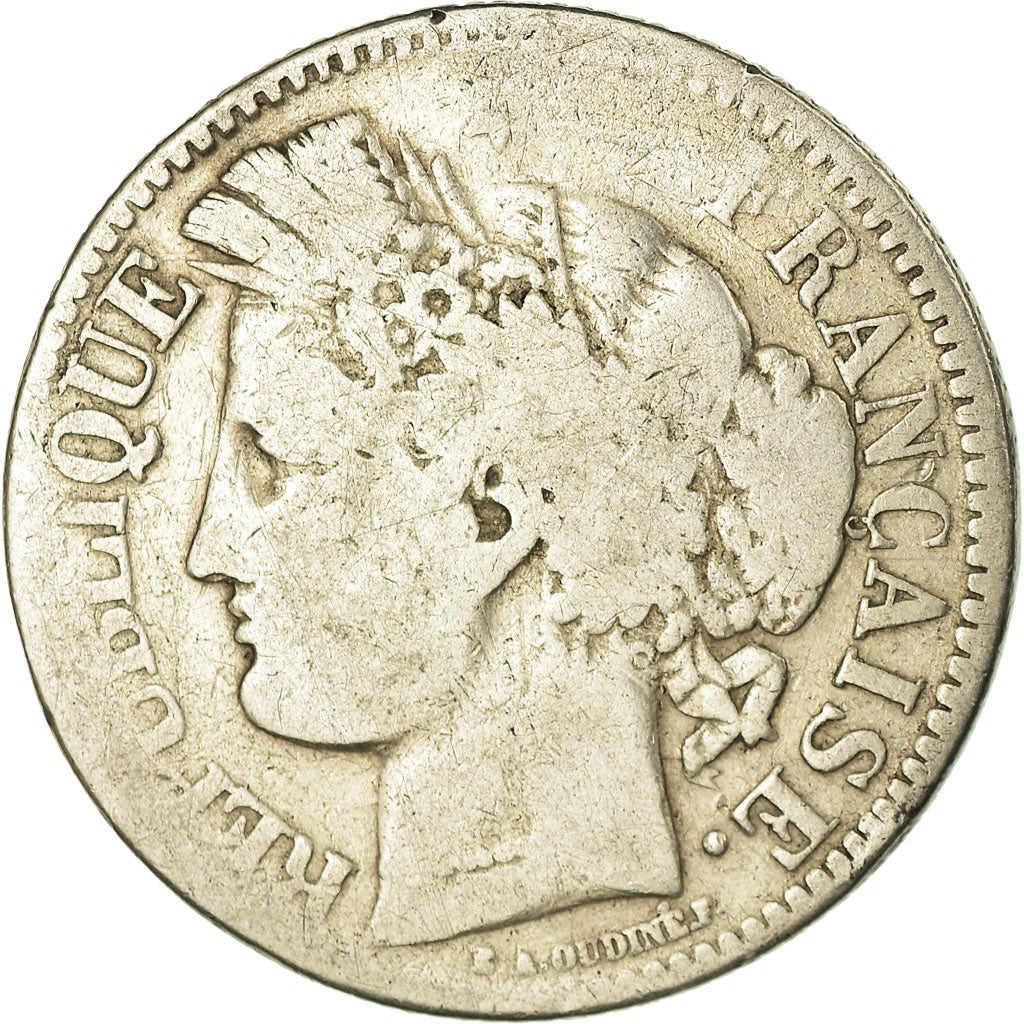 Monnaie, France, Cérès, 2 Francs, 1871, Bordeaux, B+, Argent, Gadoury:529