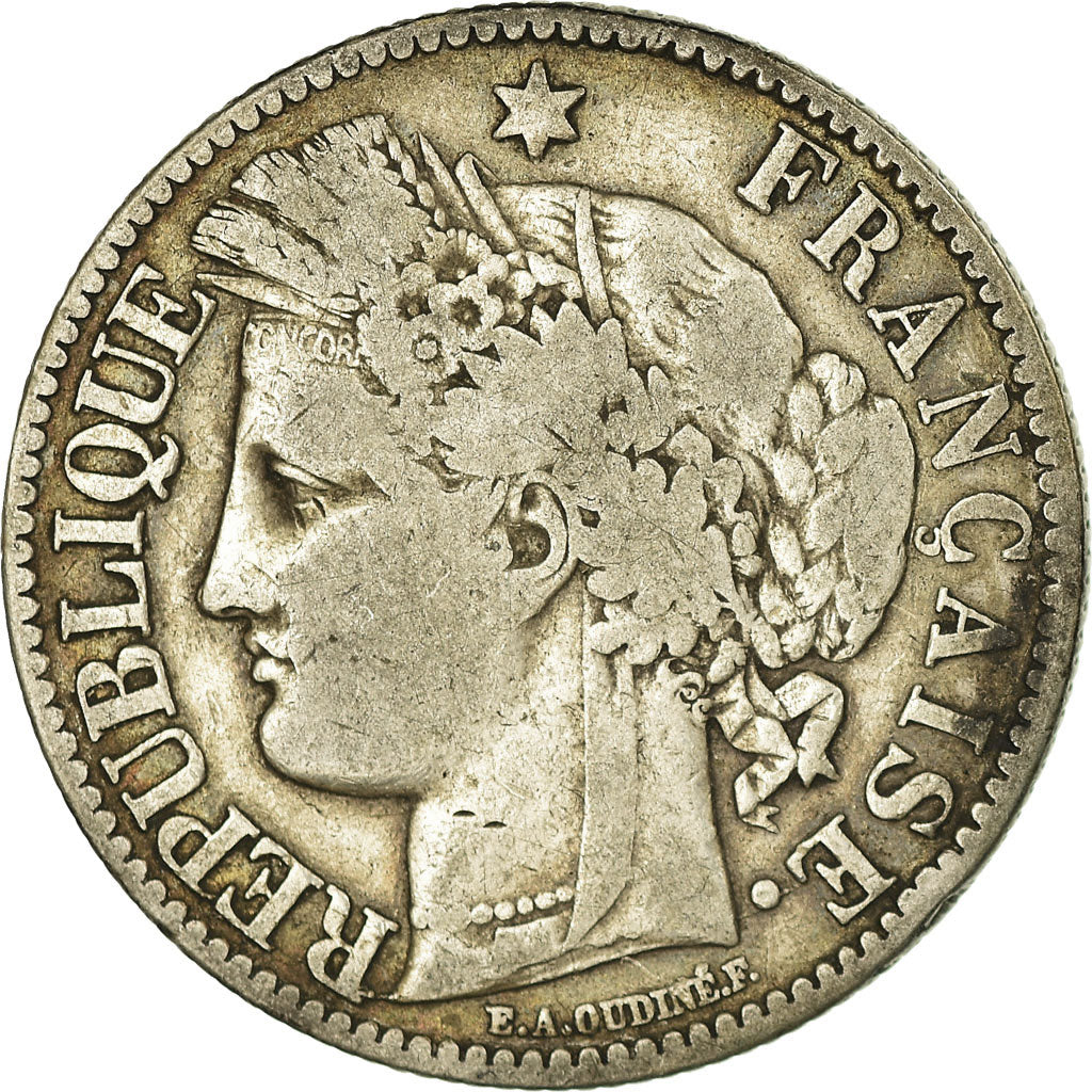 Coin, France, Cérès, 2 Francs, 1872, Bordeaux, VF(30-35), Silver, KM:817.2