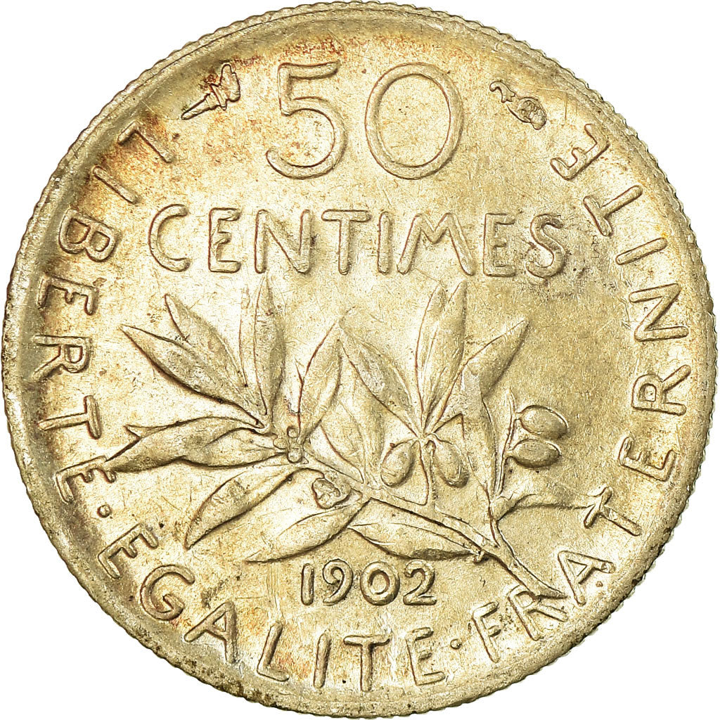 Moneta, Francia, Semeuse, 50 Centimes, 1902, Paris, SPL-, Argento, KM:854