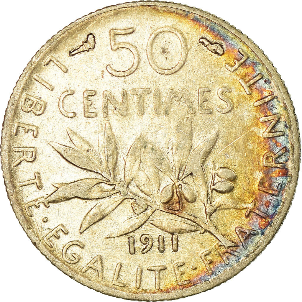 Moneta, Francja, Semeuse, 50 Centimes, 1911, Paris, EF(40-45), Srebro, KM:854