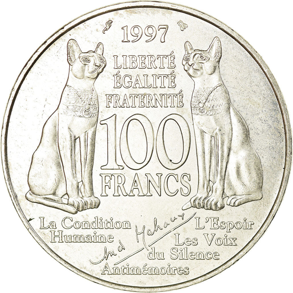 Coin, France, André Malraux, 100 Francs, 1997, MS(63), Silver, KM:1188