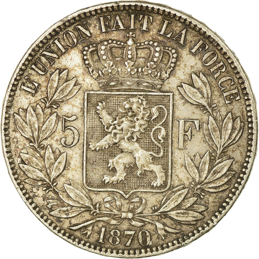 Coin, Belgium, Leopold II, 5 Francs, 5 Frank, 1870, EF(40-45), Silver, KM:24