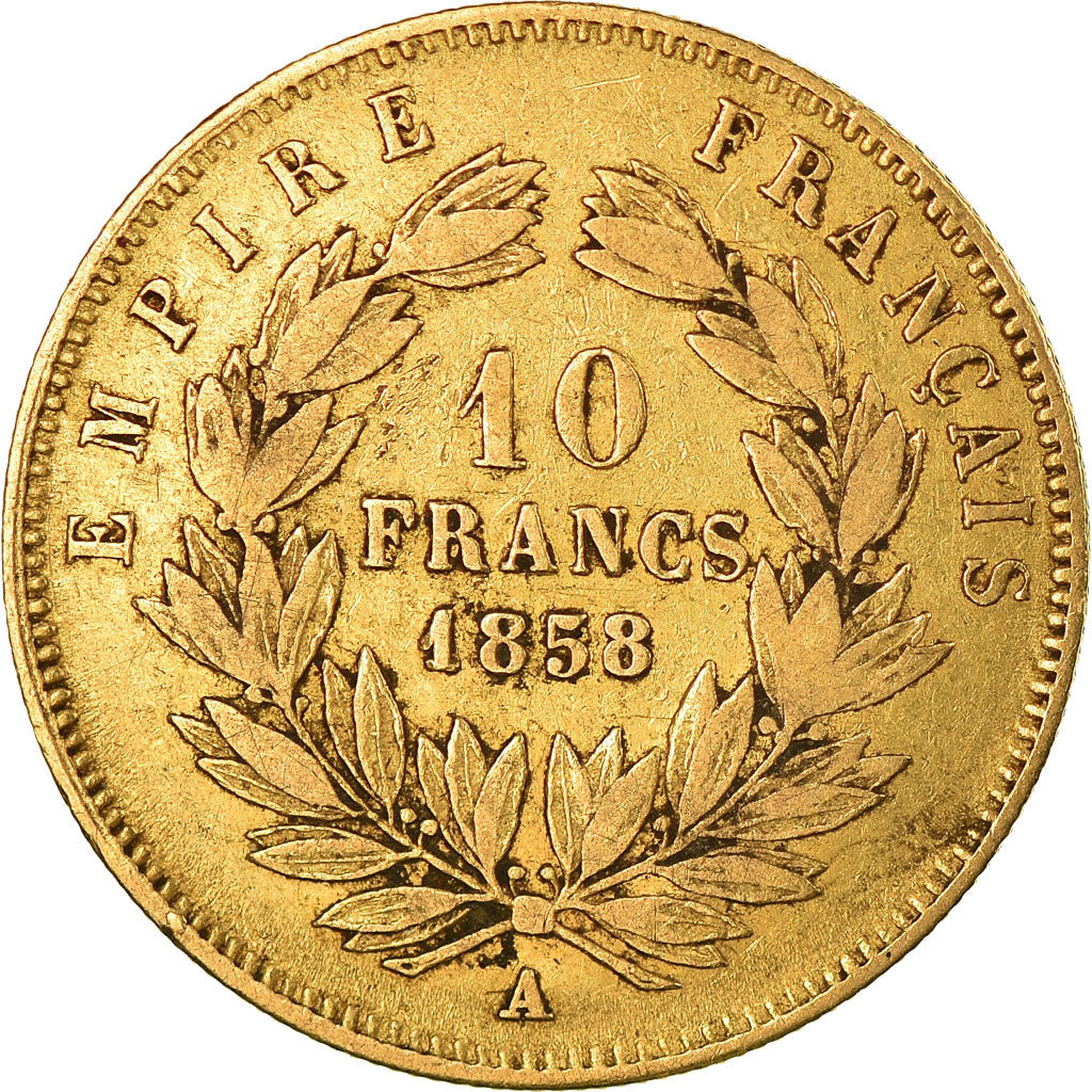 Munten, Frankrijk, Napoleon III, Napoléon III, 10 Francs, 1858, Paris, FR+