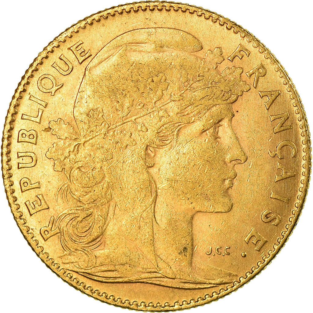 Moneta, Francja, Marianne, 10 Francs, 1912, Paris, AU(50-53), Złoto, KM:846