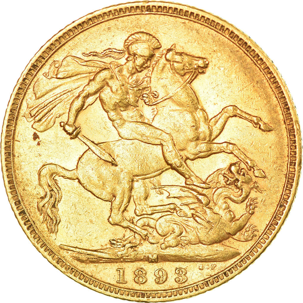 Coin, Australia, Victoria, Sovereign, 1893, Melbourne, EF(40-45), Gold, KM:10
