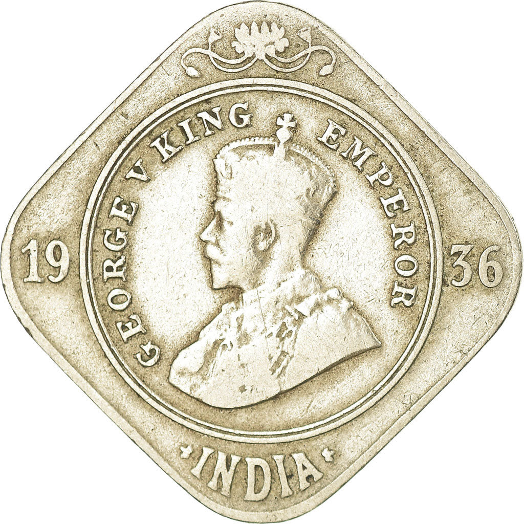 Moneta, INDIA - BRITANNICA, George V, 2 Annas, 1936, MB+, Rame-nichel, KM:516