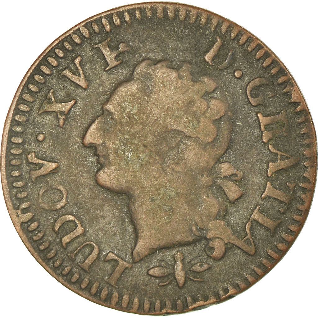 Moneda, Francia, Louis XVI, Liard, Liard, 1788, Lyon, BC+, Cobre, KM:585.5