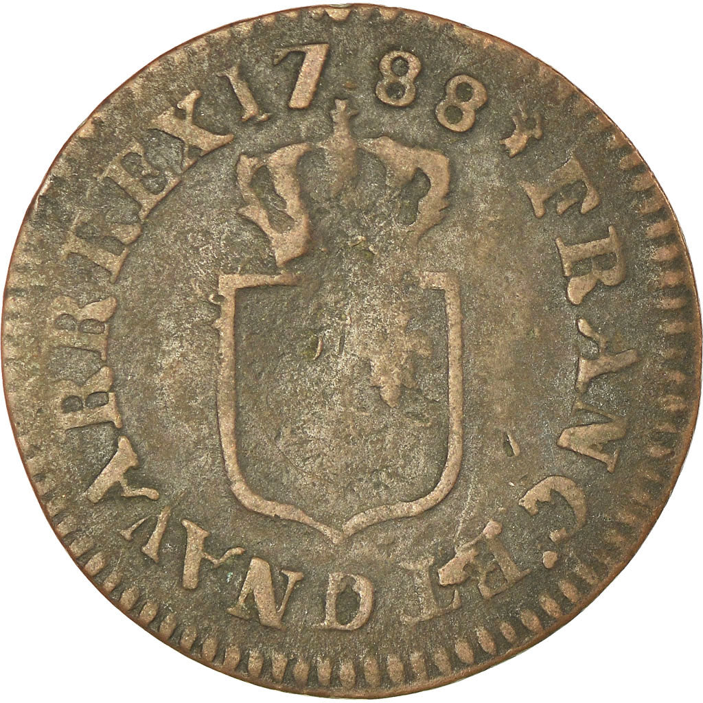 Moneda, Francia, Louis XVI, Liard, Liard, 1788, Lyon, BC+, Cobre, KM:585.5